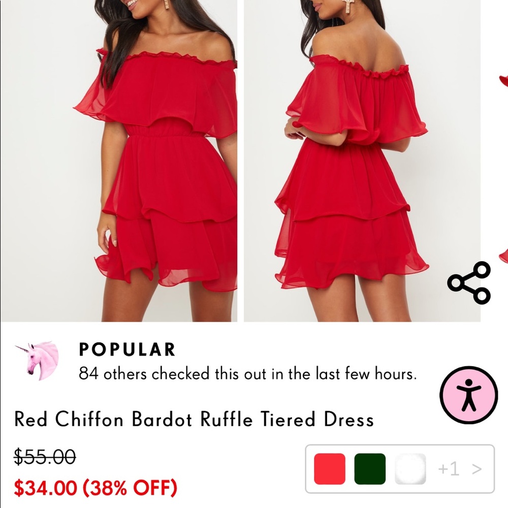 Pretty little thing red chiffon dress